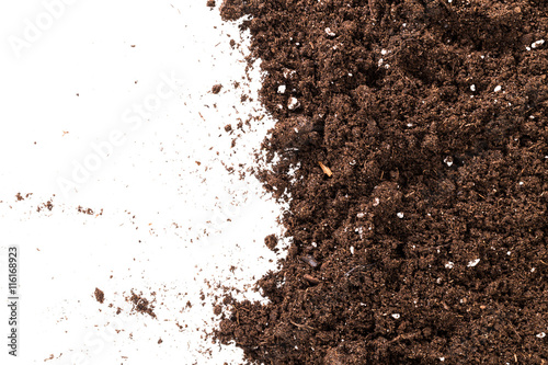 Fotografie Soil or dirt section isolated on white background