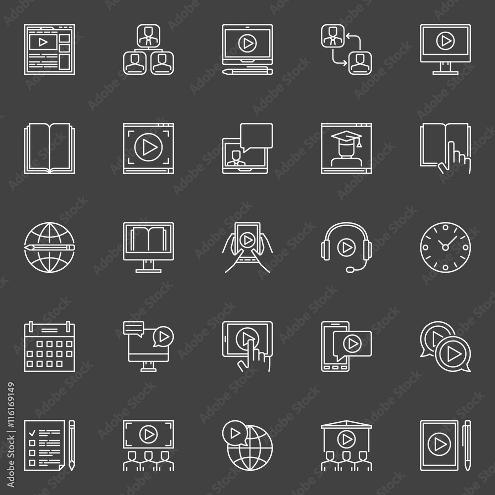 Webinar linear icons set Webinar linear icons set