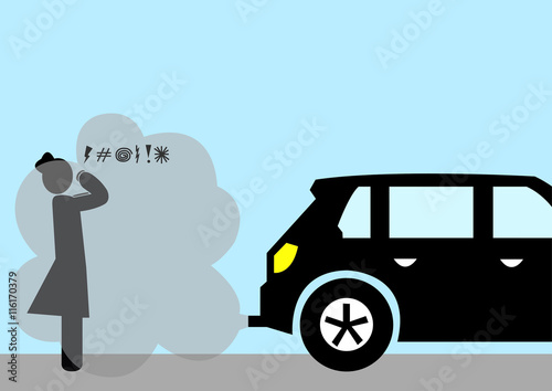 Illustration Autoabgase; Umweltverschmutzung; Schadstoffe; einatmen; giftig; ärgern; Feinstaub