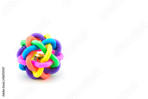colourful dog ball toy isolated on a white background

