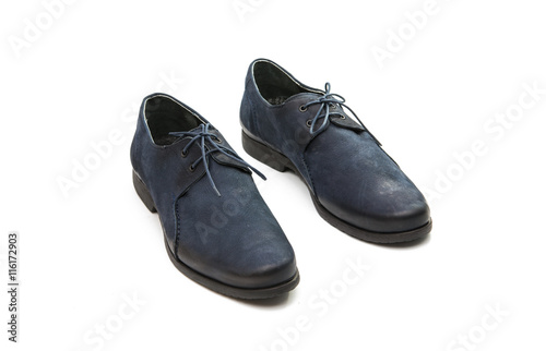 blue leather men's shoes