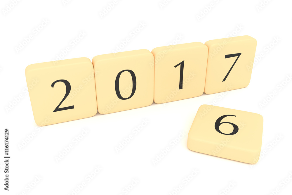 Letter blocks: Turn of the year, 2017, 3d illustration Letter blocks: Turn of the year, 2017, 3d illustration