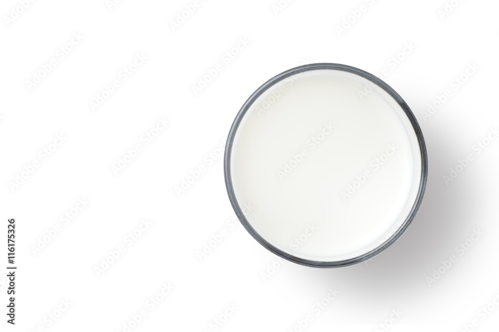 Glass of milk, Top view Glass of milk, Top view