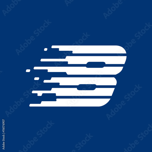 Number eight logo with fast speed lines.