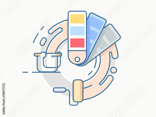 Color palette line design. Creative artistic bright colorful, vector illustration