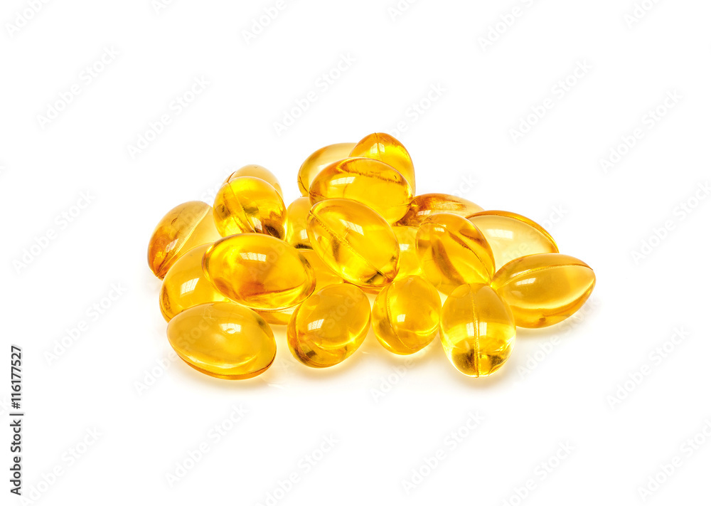 Fish oil capsules isolated on white background Fish oil capsules isolated on white background