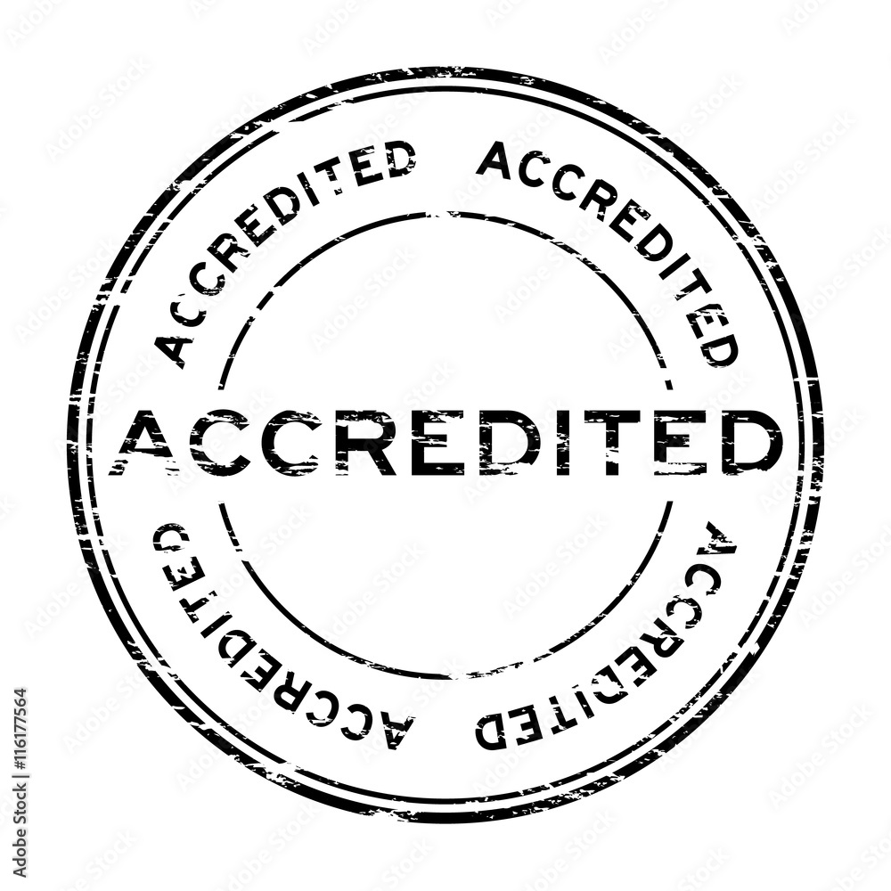Grunge round black accredited stamp