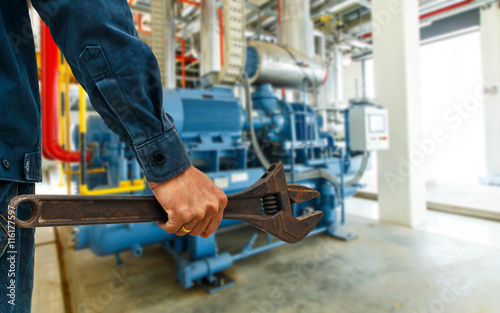 mechanic wrench industrial background.