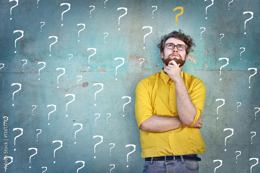 Doubtful man asking questions to himself StockFoto Adobe Stock