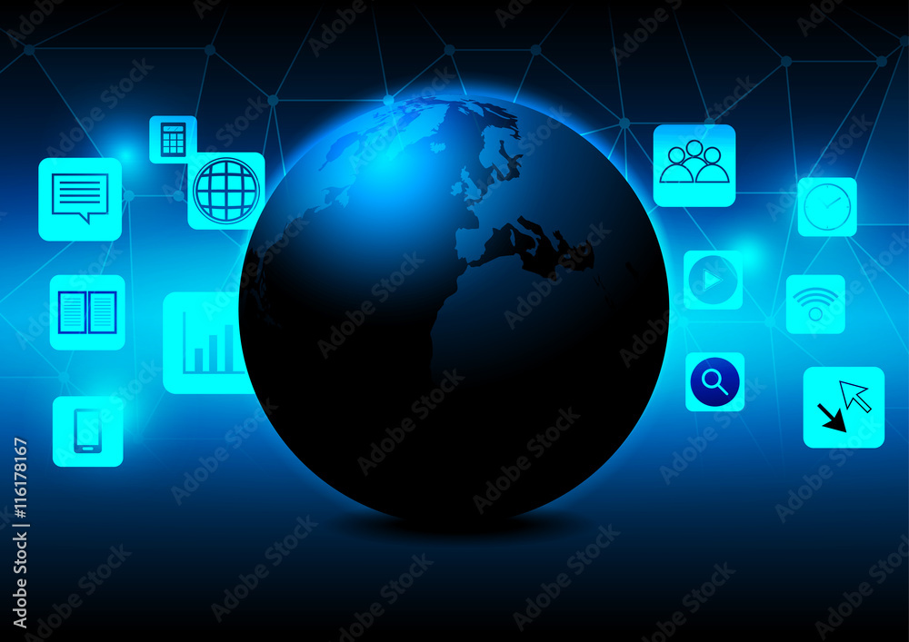 Abstract earth with mobile phone icon concept design Elements of this image furnished by NASA Abstract earth with mobile phone icon concept design Elements of this image furnished by NASA