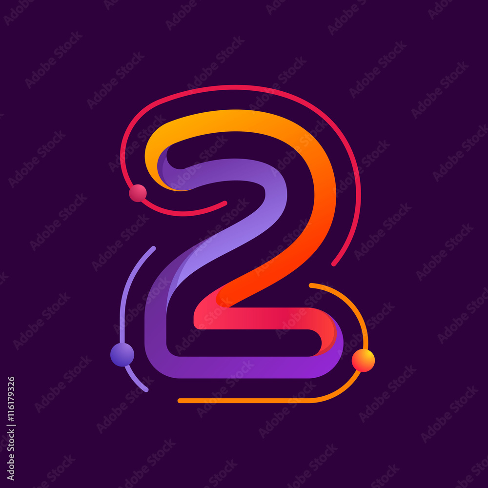 Number two logo with atoms orbits. Number two logo with atoms orbits.