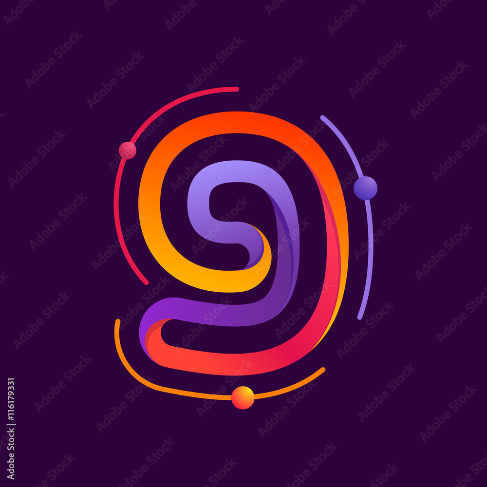 Number nine logo with atoms orbits. Number nine logo with atoms orbits.