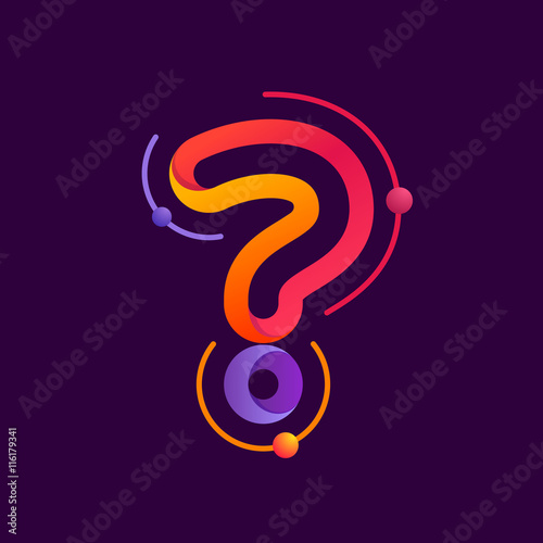 Question mark with atoms orbits.