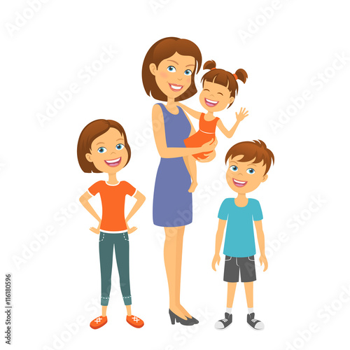 Mother with kids. Happy family. Mother with children