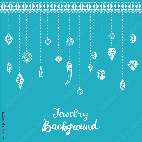 Jewelry Background With Hanging Diamonds