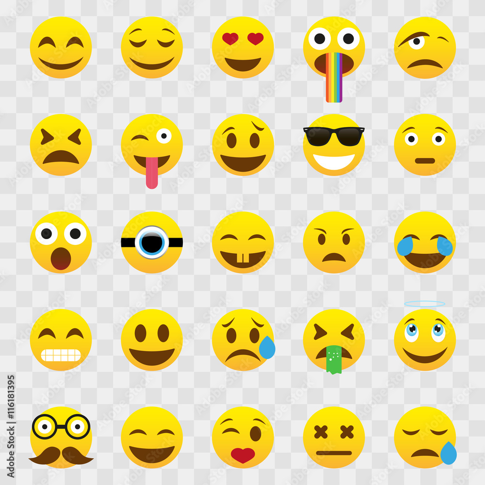 Obraz premium Set of Emoticons isolated on white background. Smiley icons