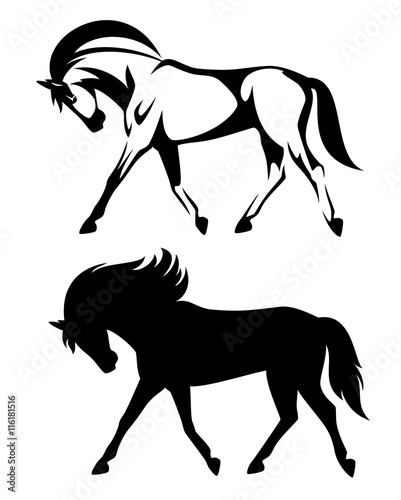 running horse side view outline and silhouette
