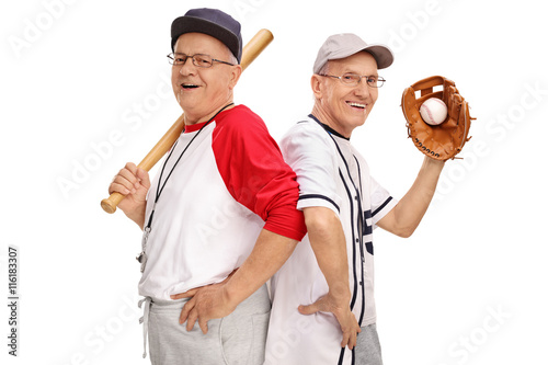 Photography Two retired senior baseball players