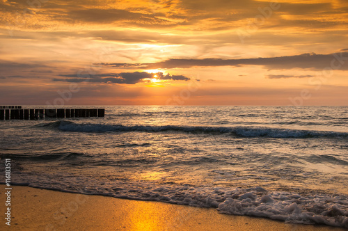 Majestic sunset over sea