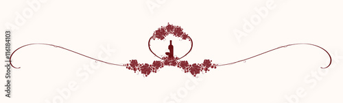 Vintage winery design element. Can be used in menu (restaurant, cafe, bar etc) or other. Includes grapes, leaves, swirls, ornaments, branches, bottle, glass.