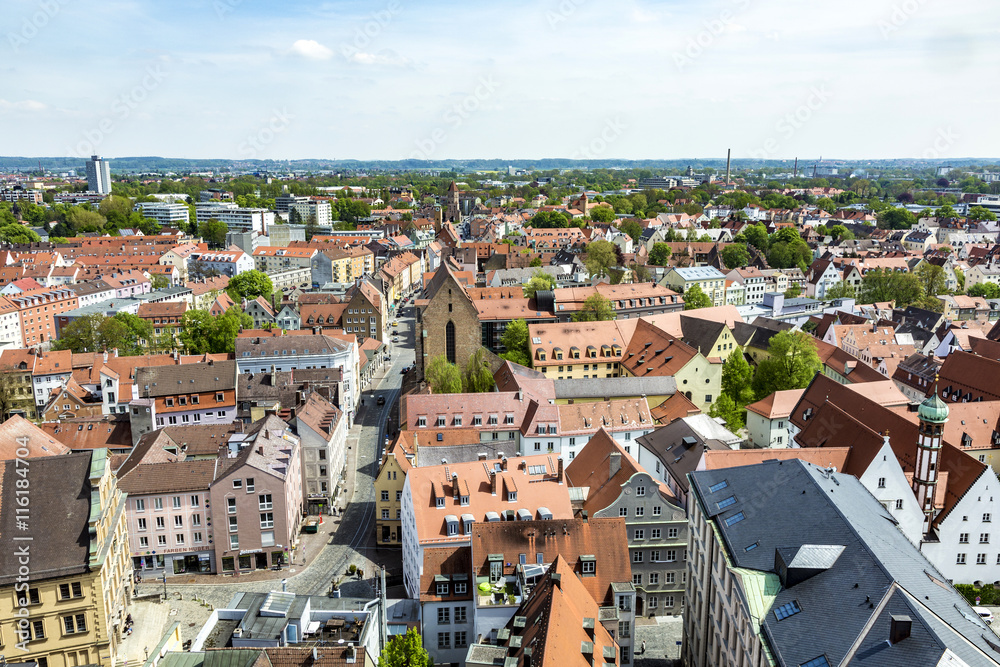 skyline of Augsburg with famous old town hall