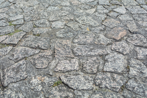 Gray old stone pavement pattern