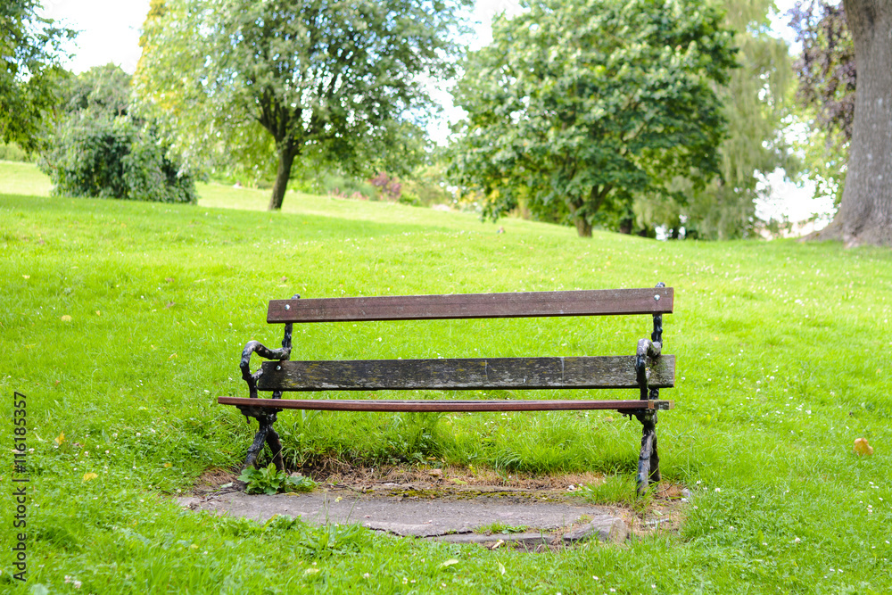 Vista di una panchina in un parco