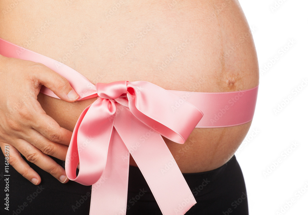 custom made wallpaper toronto digitalPregnant woman with pink ribbon around her belly