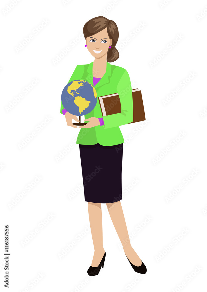 Isolated teacher with globe and book, vector illustration Isolated teacher with globe and book, vector illustration