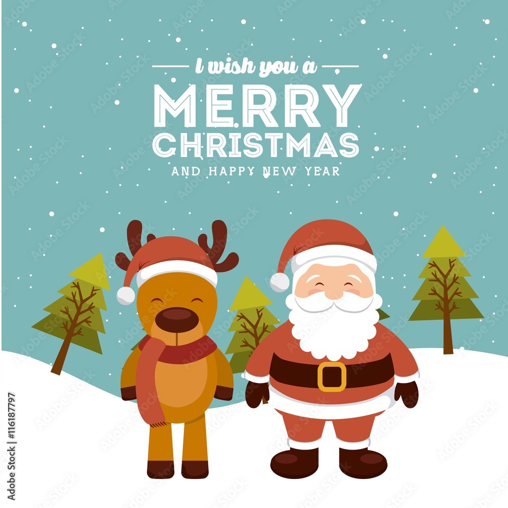 reindeer and santa icon. Merry Christmas design. Vector graphic reindeer and santa icon. Merry Christmas design. Vector graphic