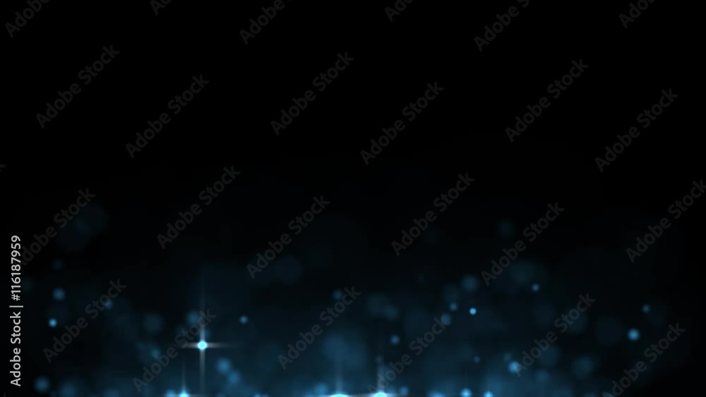 Blue glowing star particle in random direction 3D render abstract background animation motion graphic with copy space on black background Blue glowing star particle in random direction 3D render abstract background animation motion graphic with copy space on black background