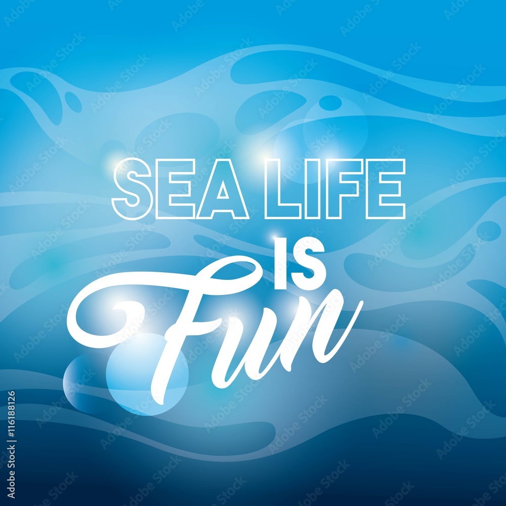 Blue background icon. Sea life design. Vector graphic