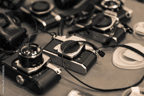 Group of vintage old film camera