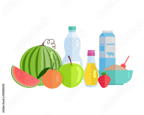 Food Concept Illustration in Flat Style Design. 
