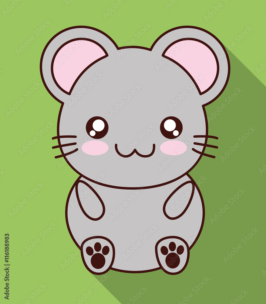 Cute animal design represented by kawaii mouse icon. Colorfull and flat illustration. 