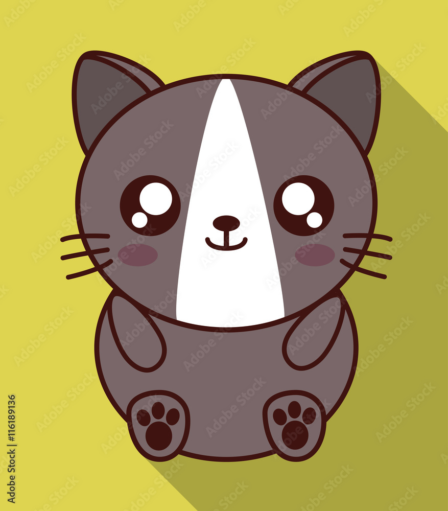 Cute animal design represented by kawaii cat icon. Colorfull and flat illustration. Cute animal design represented by kawaii cat icon. Colorfull and flat illustration.