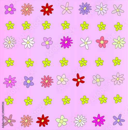 Fundo rosa floral com flores de cores e formas sortidas photo