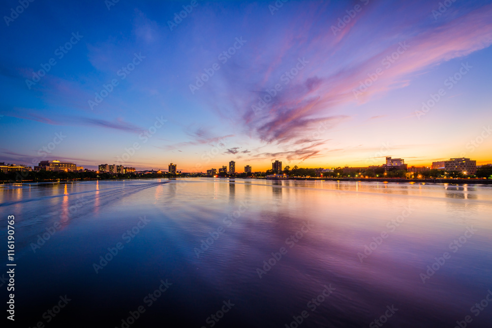 Sunset over the Charles River, seen from the Massachusetts Avenu