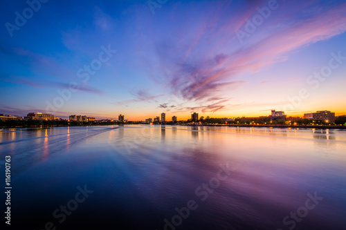 Sunset over the Charles River  seen from the Massachusetts Avenu