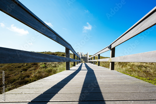 Sylt Dune Hiking trail with Blue Sky