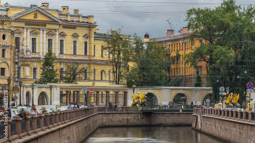 The Bank Bridge timelapse is one of the most scenic and romantic bridges in the city in Saint Petersburg. photo