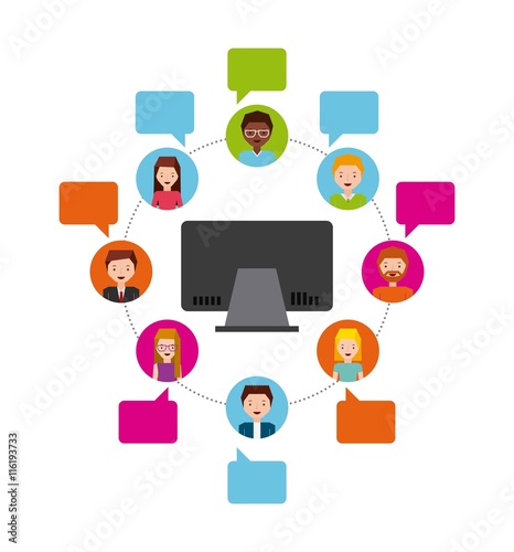 Woman and man avatar icon. Social media design. Vector graphic