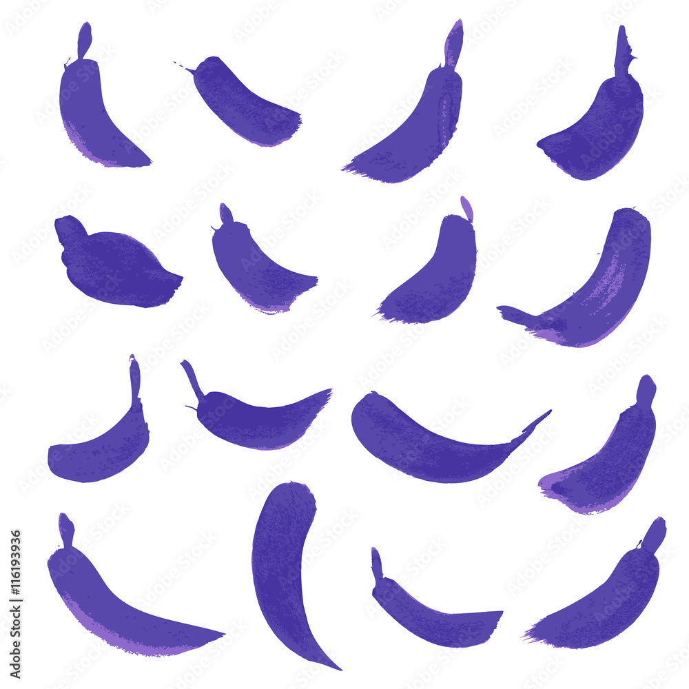 Obraz premium Set of hand drawn purple paint stains