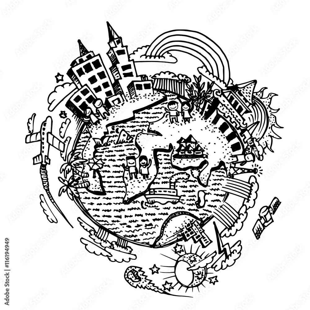 Fototapeta premium Earth by hand drawing
