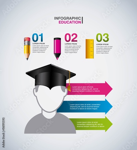 Student pencil marker and rule icon. Infographic design. Vector 