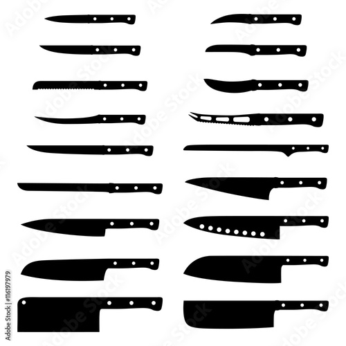 Set of kitchen knives, vector illustration