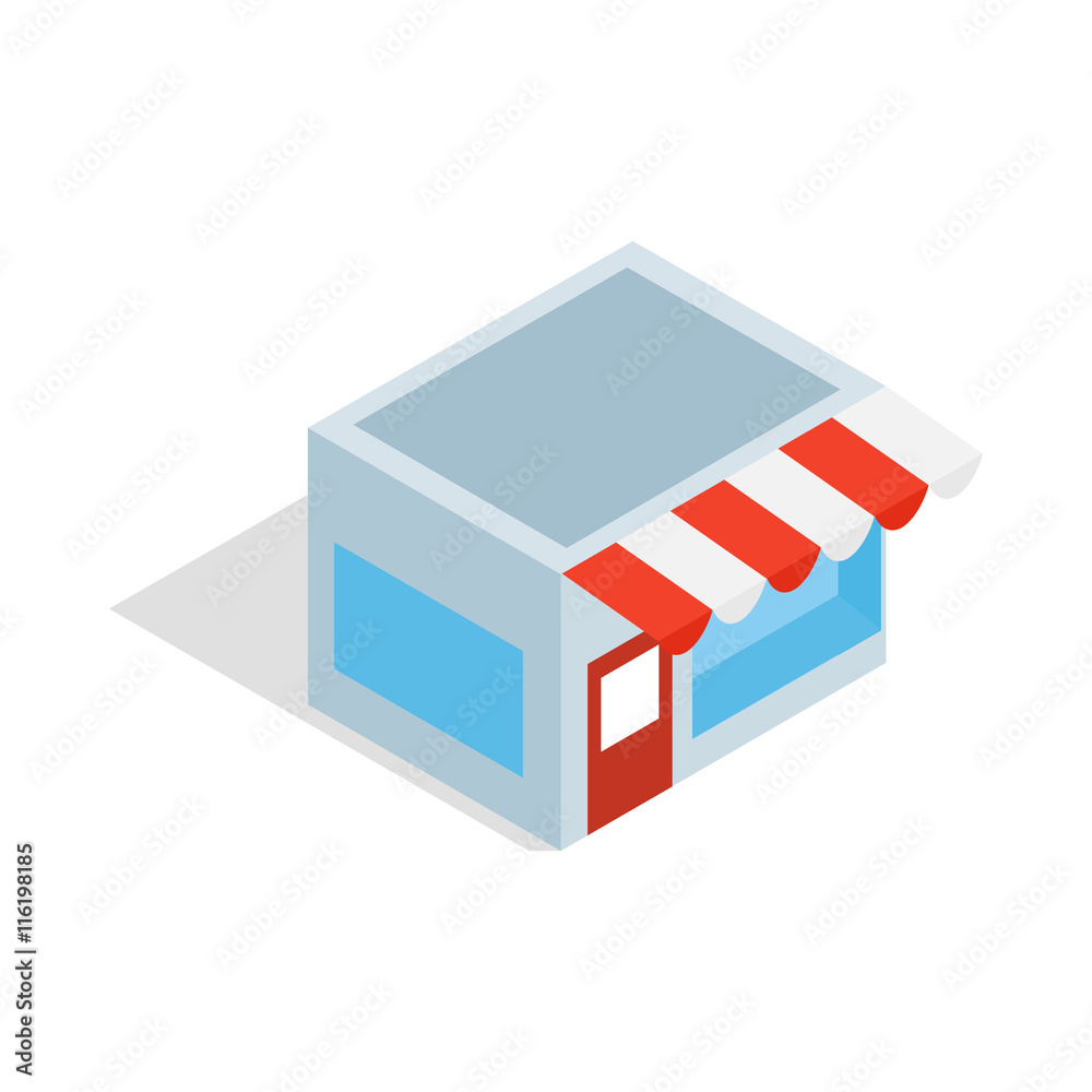 Shop icon in isometric 3d style isolated on white background. Goods symbol Shop icon in isometric 3d style isolated on white background. Goods symbol