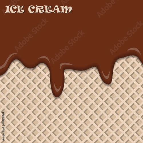 Chocolate ice cream with wafer vintage abstract. Vector illustration