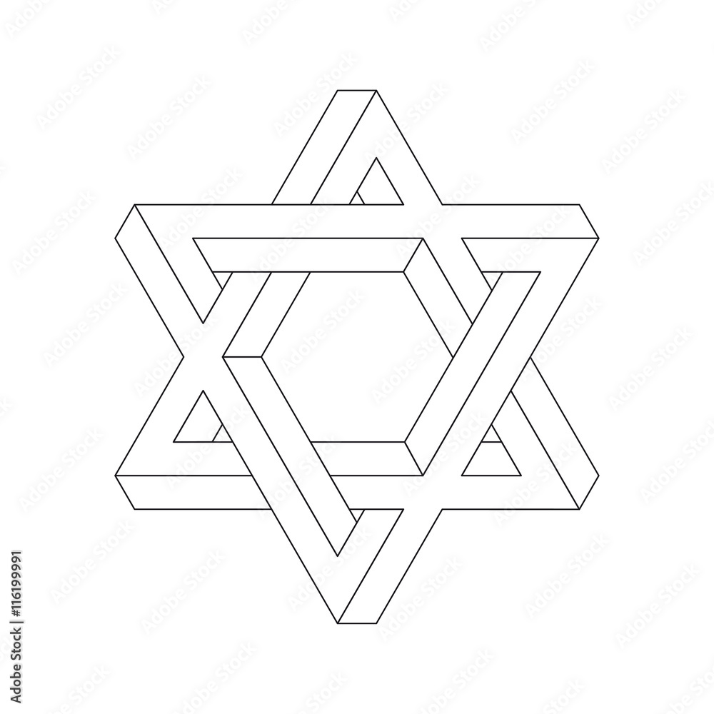 Impossible star of David. Vector Illustration