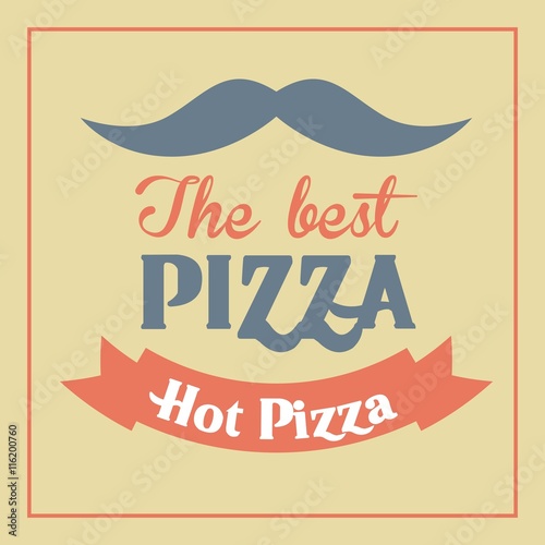 Pizza mustache ribbon icon. Fast food design. Vector graphic